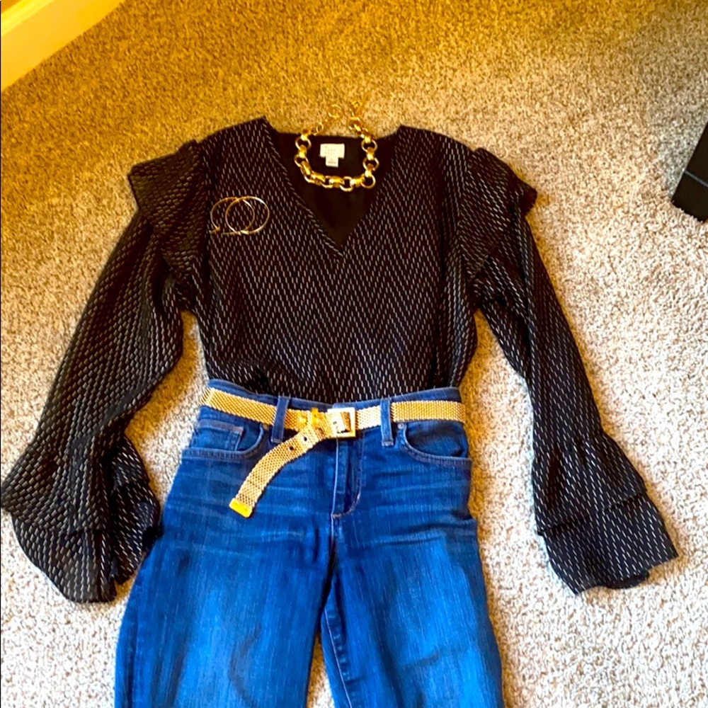 Sheer top with bell sleeves
